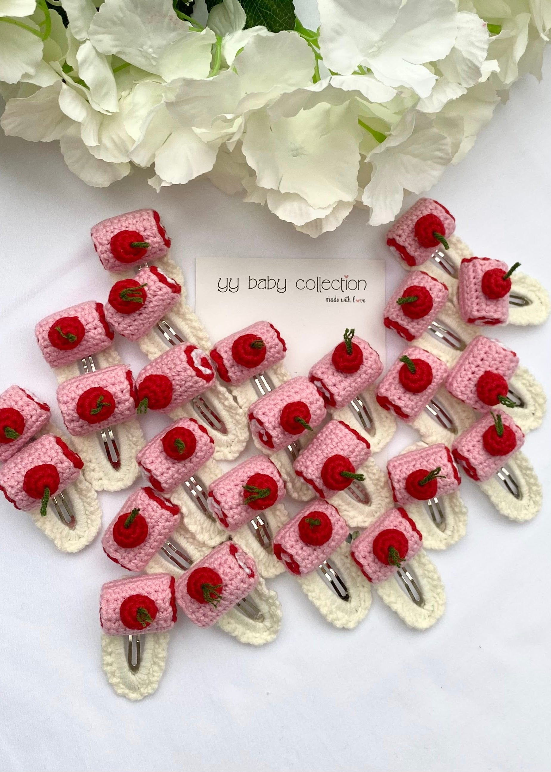 Handmade Crochet Hair Clips – Cherry Roll Design