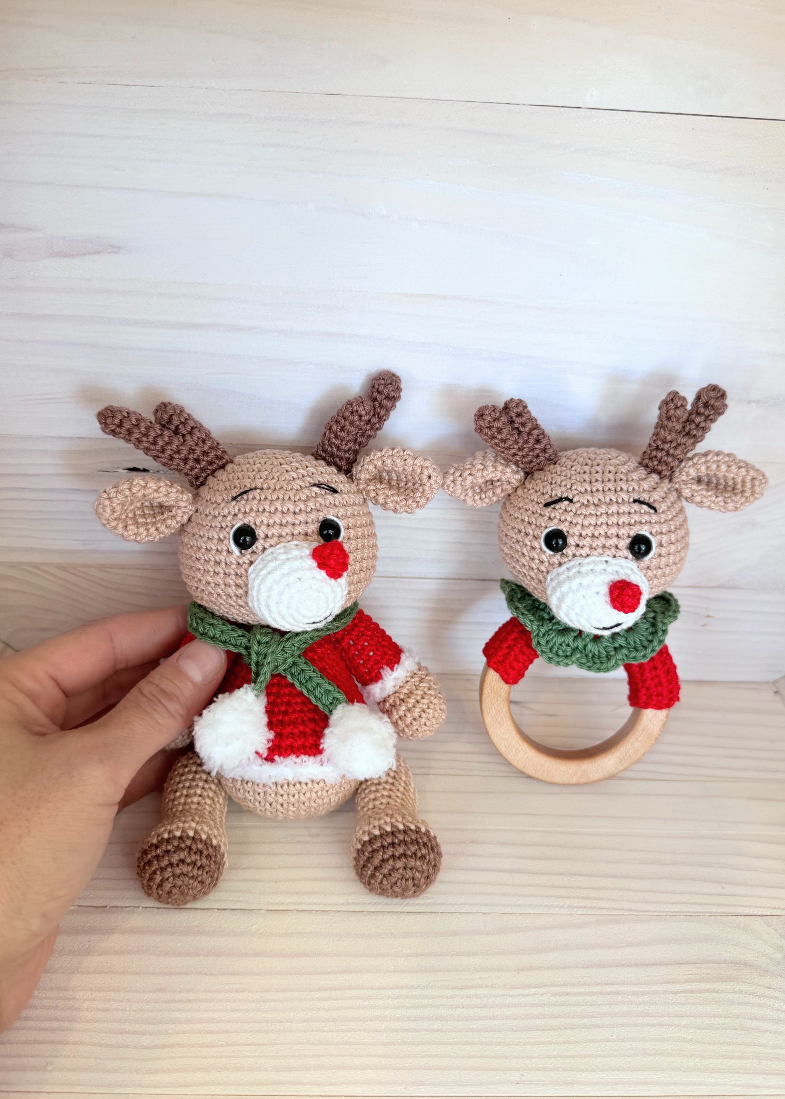 Vixen Reindeer 2-Piece Amigurumi Toy and Rattle Set