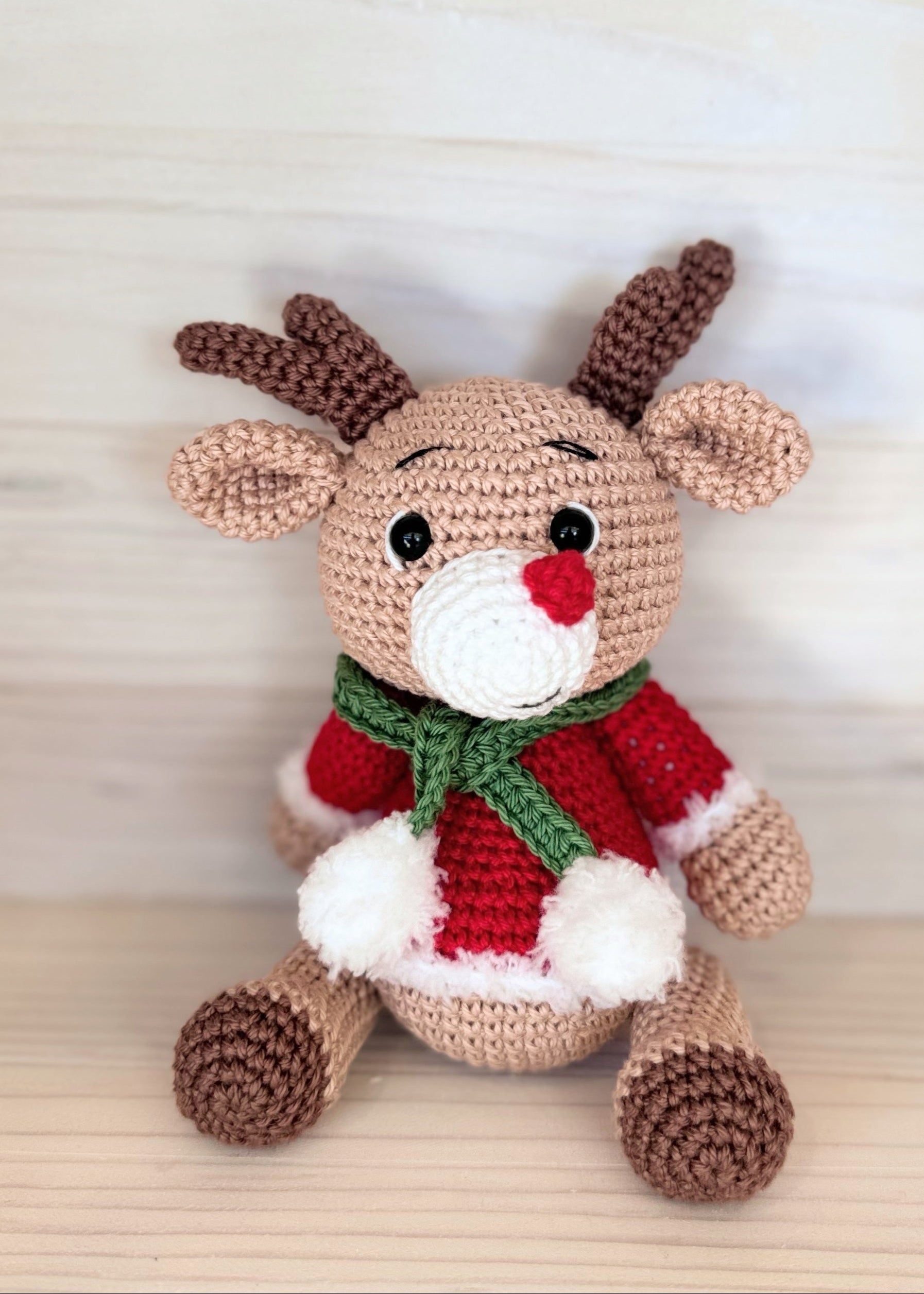 Vixen Reindeer 3-Piece Crochet Toy, Rattle, and Baby Socks Set