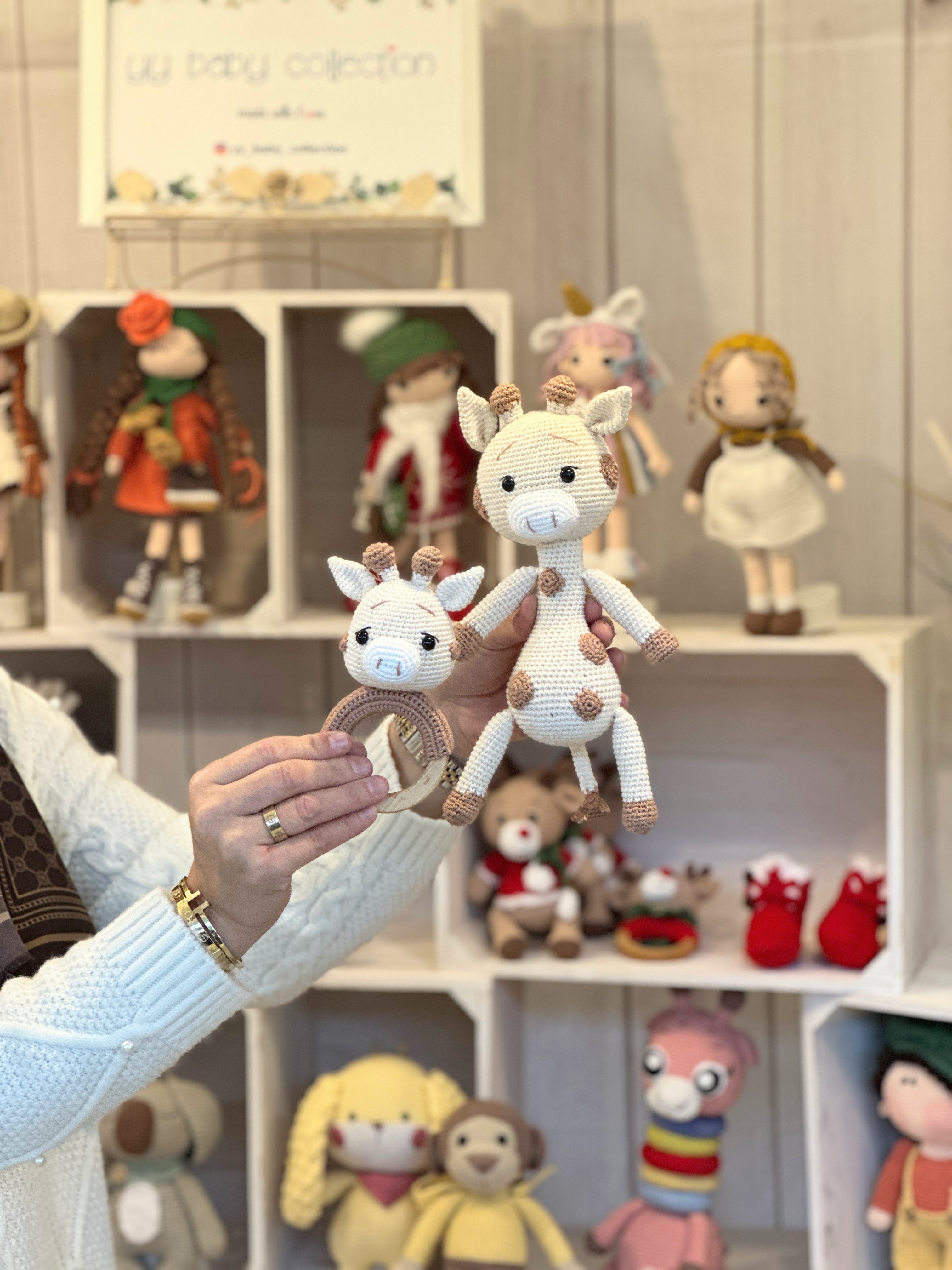 Kelvin Giraffe Amigurumi Toy and Rattle Set