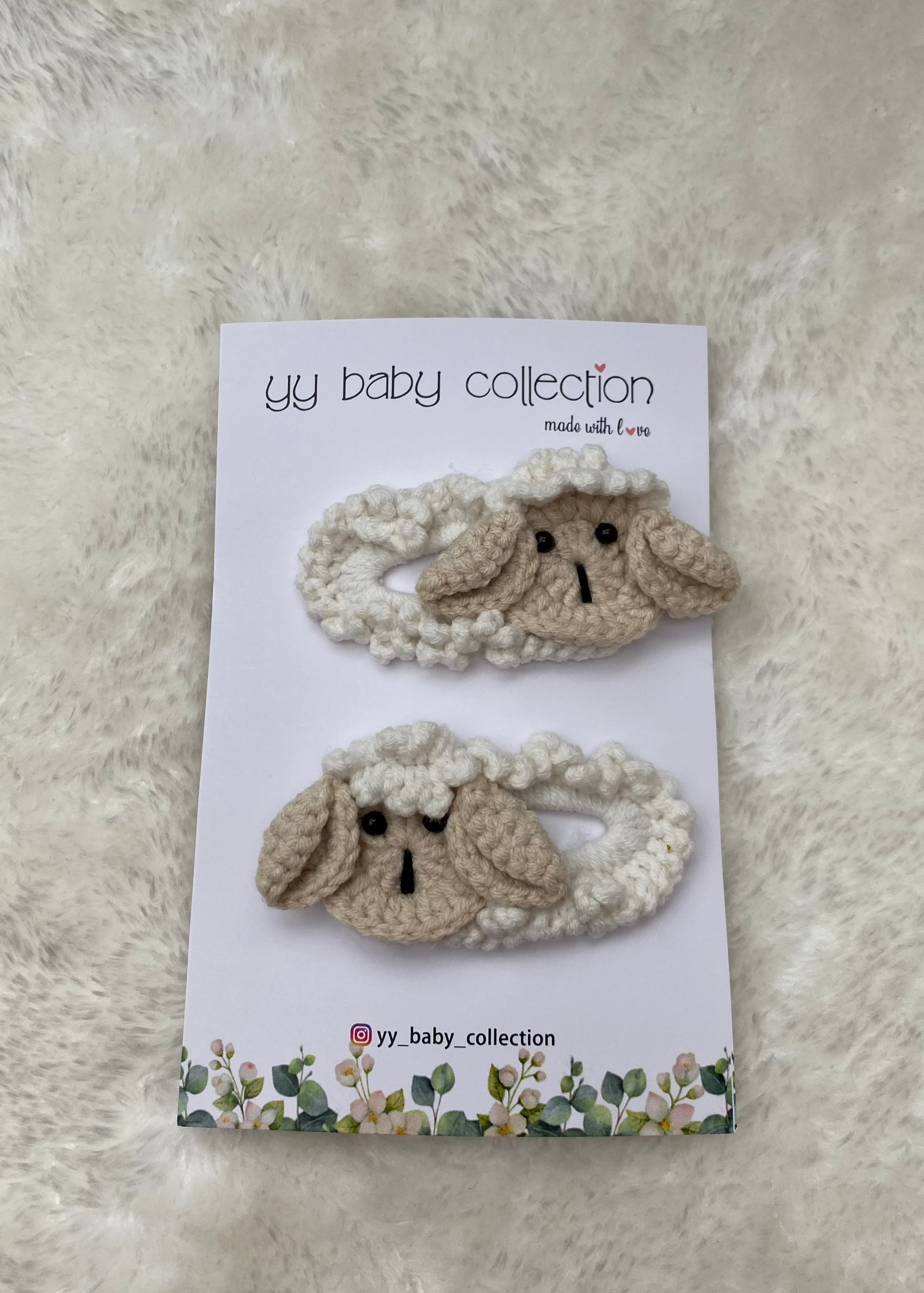 Handmade Crochet Hair Clips – Sheep Design